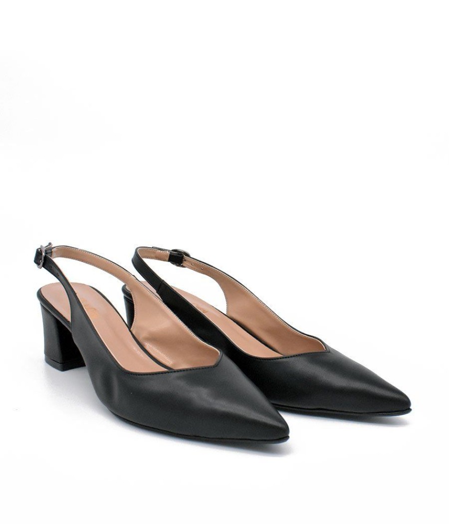 Belle & Lucy Stylish Black Slingback Block Heels Online