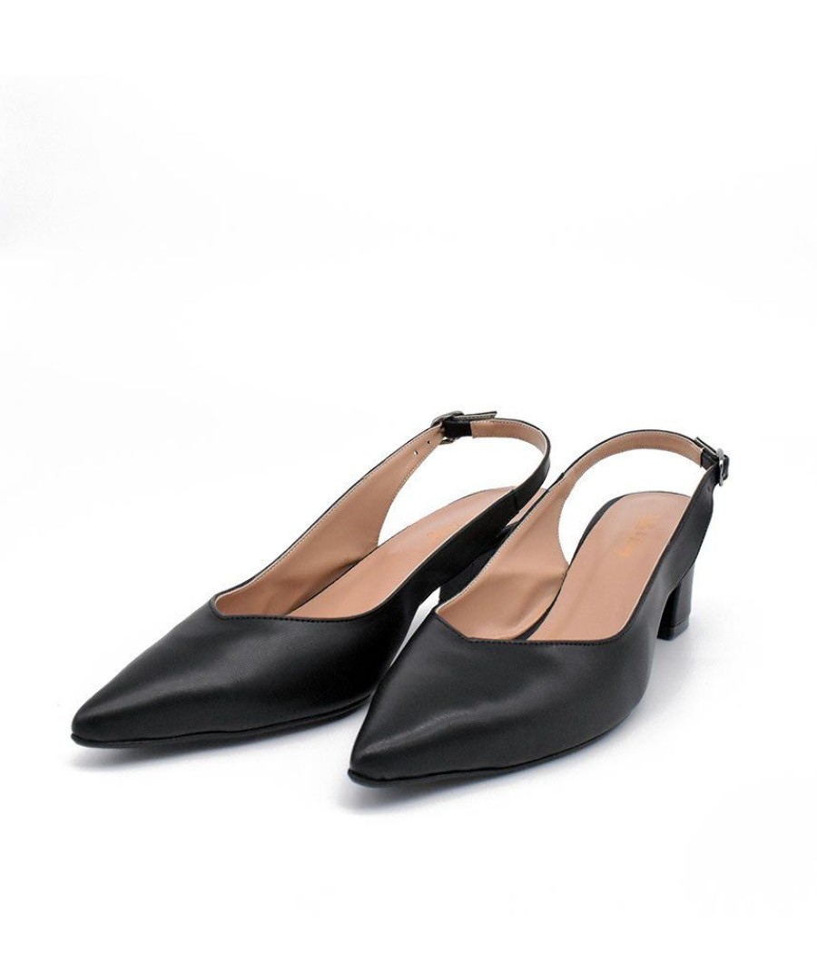 Belle & Lucy Stylish Black Slingback Block Heels Online