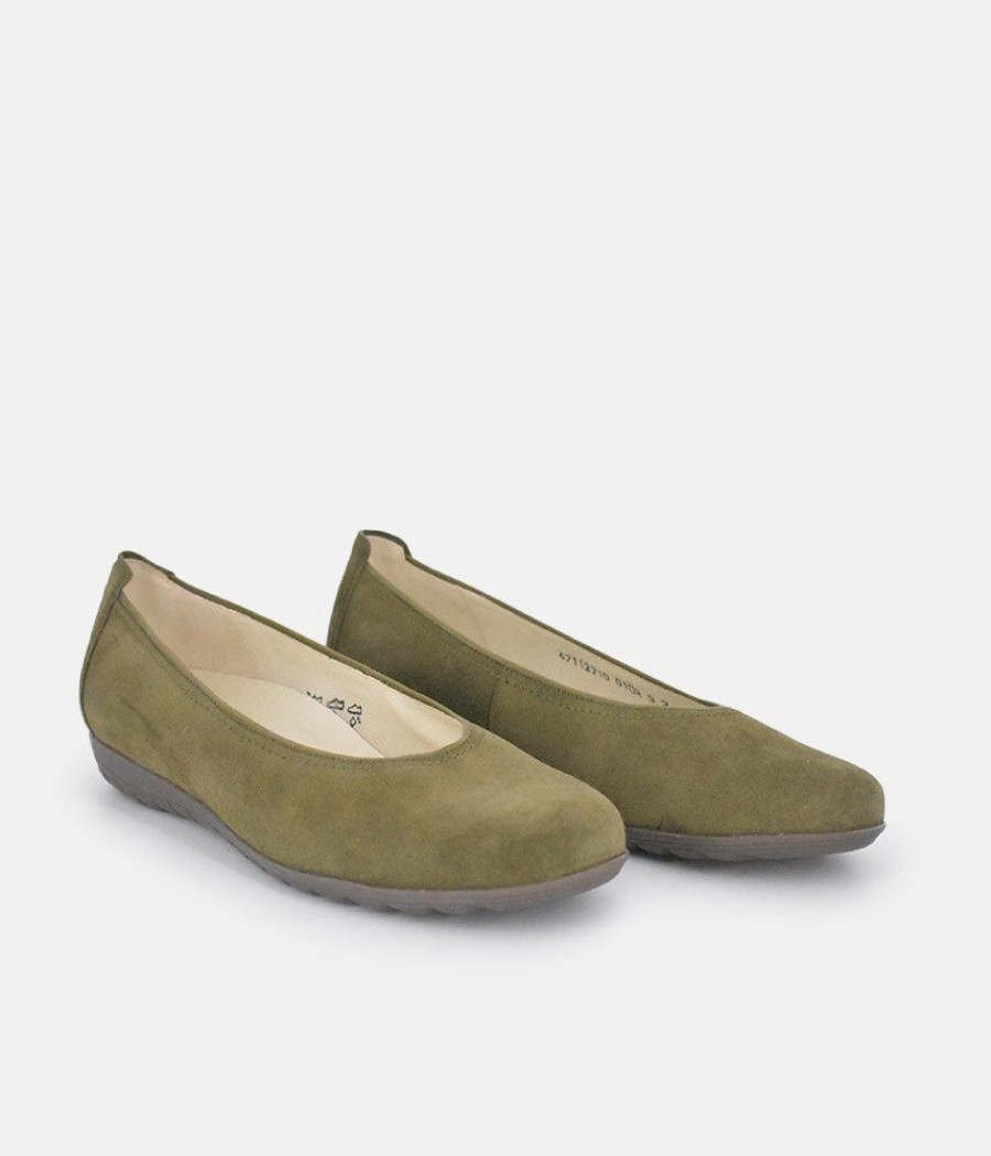 Waldlaufer Waldlaufer Stylish Khaki Suede Wide Fit Ballerinas Best