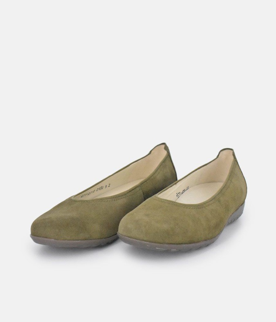 Waldlaufer Waldlaufer Stylish Khaki Suede Wide Fit Ballerinas Best