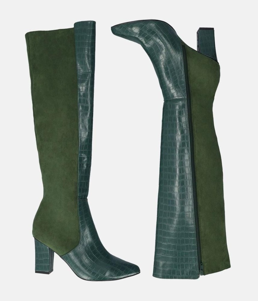 Andres Machado Gorgeous Green Knee-High Boots Hot