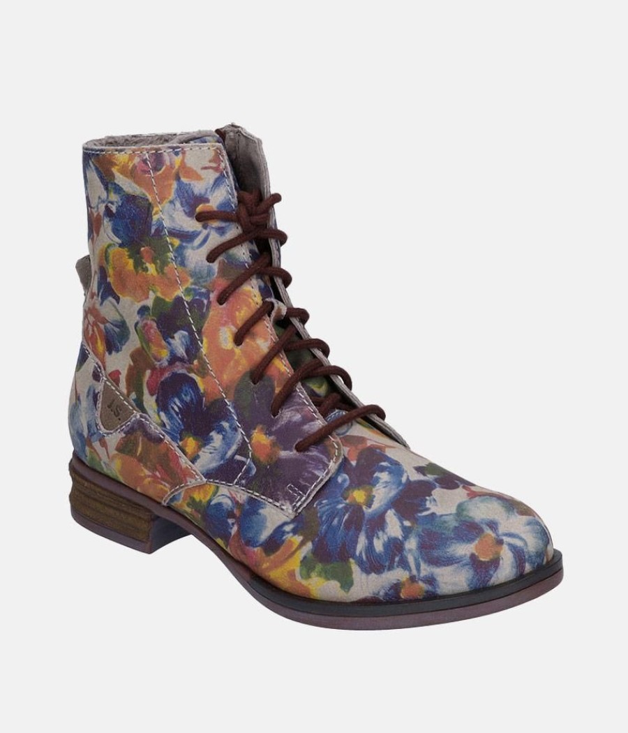 Josef Seibel Josef Siebel Gorgeous Floral Print Lace Up Boots New