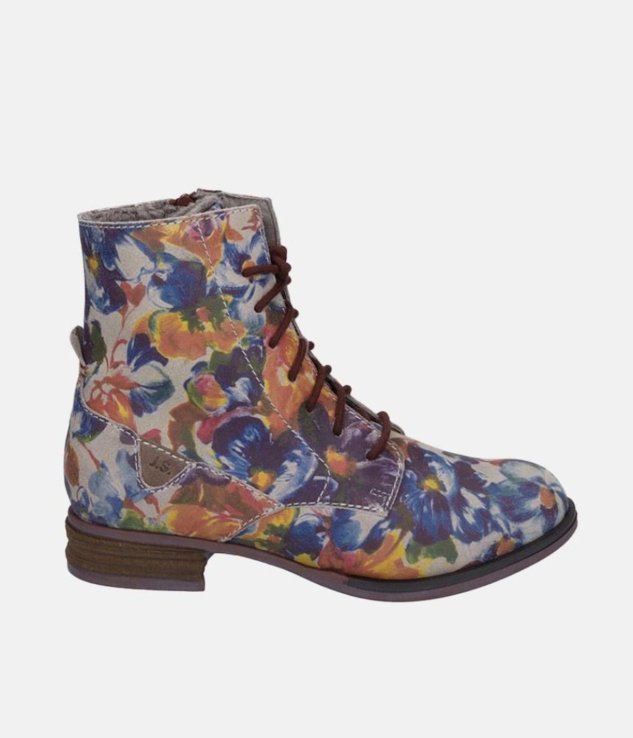 Josef Seibel Josef Siebel Gorgeous Floral Print Lace Up Boots New