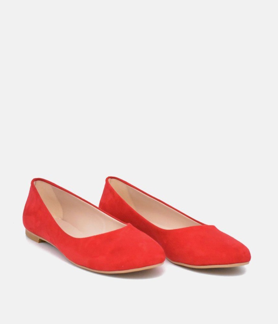 Belle & Lucy Pretty Red Round Toe Suedette Ballet Flats Best