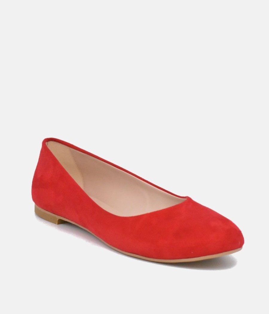 Belle & Lucy Pretty Red Round Toe Suedette Ballet Flats Best