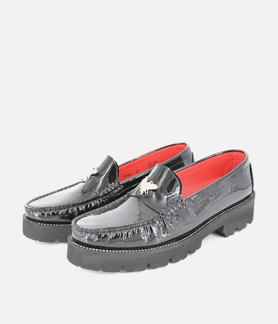 Vittoria Mengoni Vittoria Mengoni Black Patent Dressy Loafers Hot