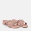 Bottega Bottega Rose Gold Leather Embellished Slip On Sandal New