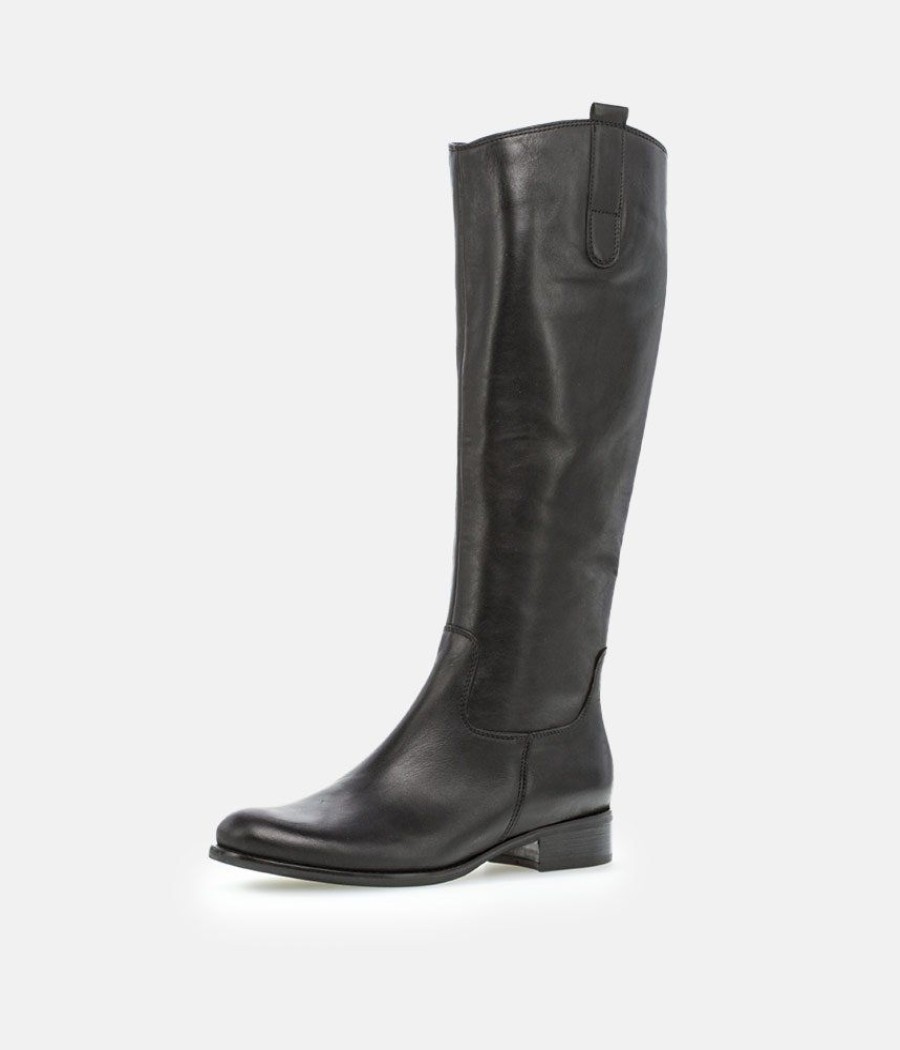 Gabor Gabor Stylish Slim Fit Long Black Leather Boots Clearance