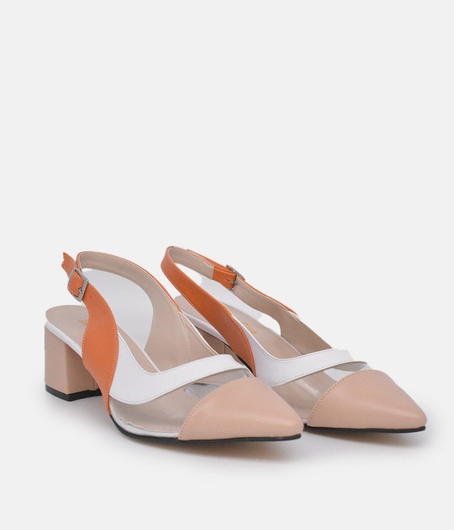 Belle & Lucy Belle & Lucy Beautiful Beige Multi Slingback Heels Best