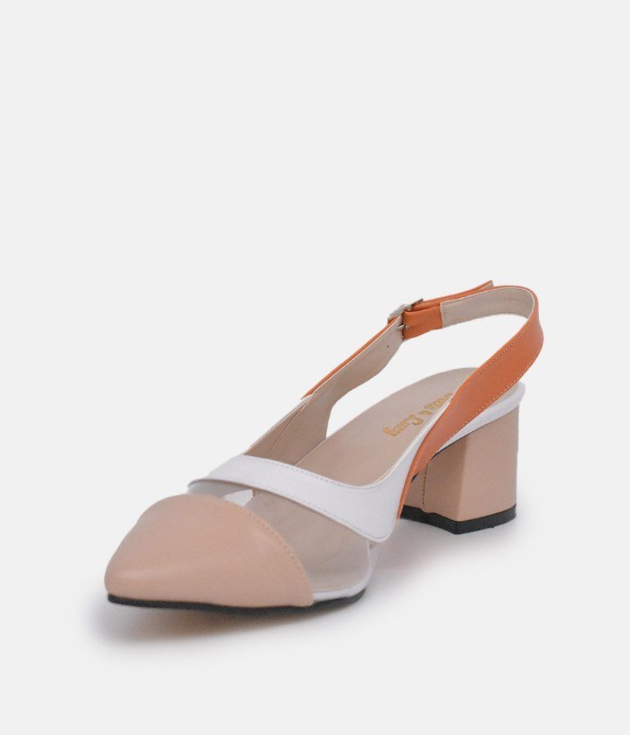 Belle & Lucy Belle & Lucy Beautiful Beige Multi Slingback Heels Best