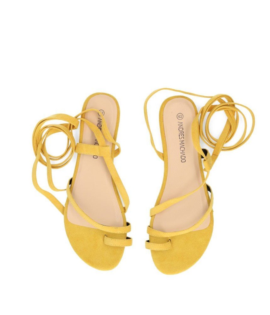 Andres Machado Pretty Strappy Sunshine Yellow Sandals Hot