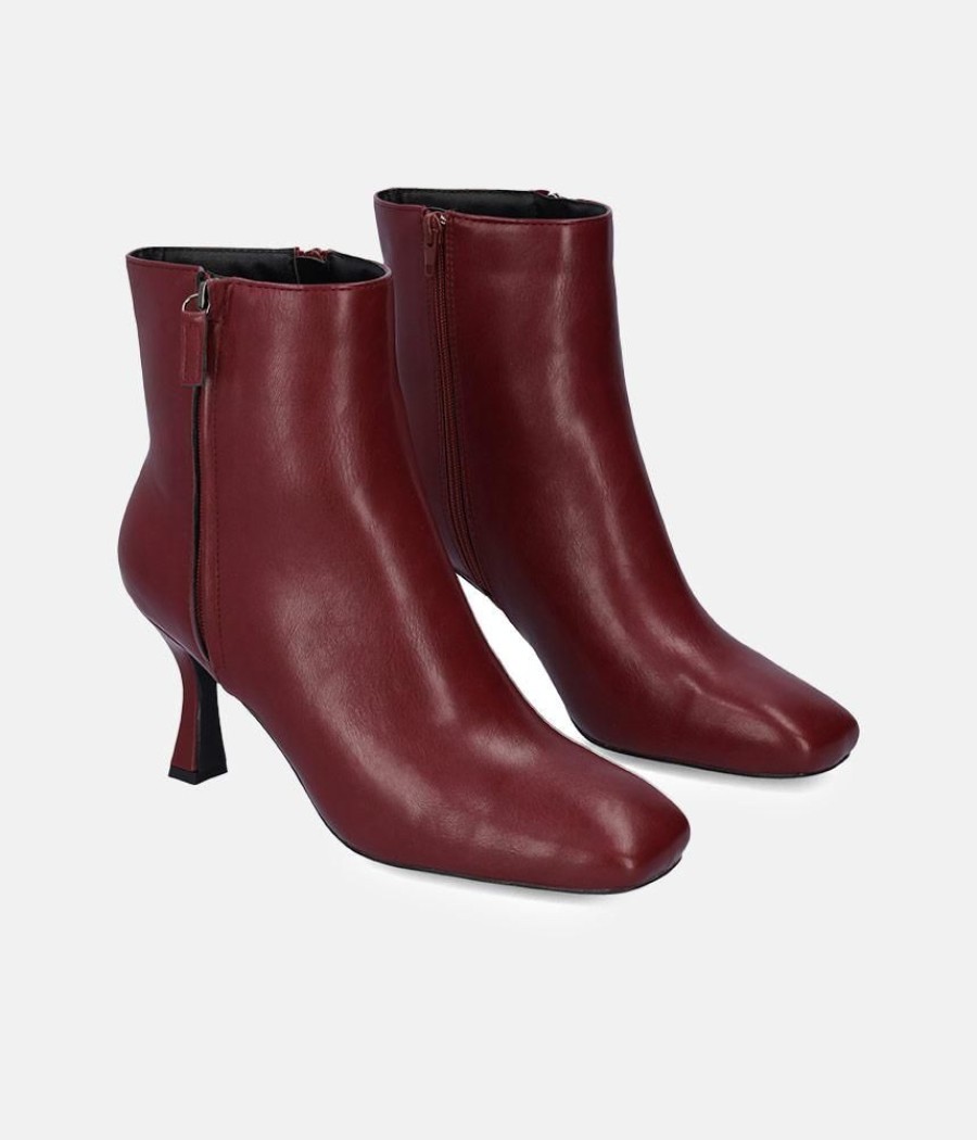 Andres Machado Stylish Burgundy High Heel Ankle Boots Best