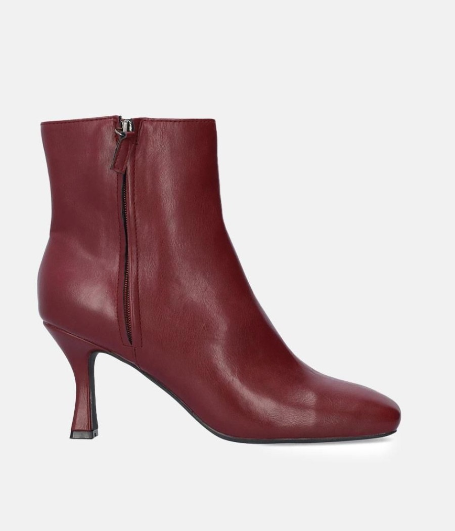 Andres Machado Stylish Burgundy High Heel Ankle Boots Best