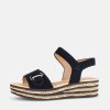 Gabor Gabor Plush Black Suede Wedge Sandals Wholesale