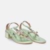 Bottega Bottega Metallic Green Embellished Block Heel Sandal Hot