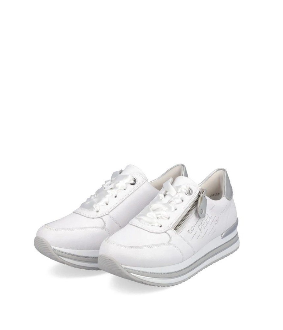 Remonte Remonte White/Silver Leather Platform Sneakers Wholesale