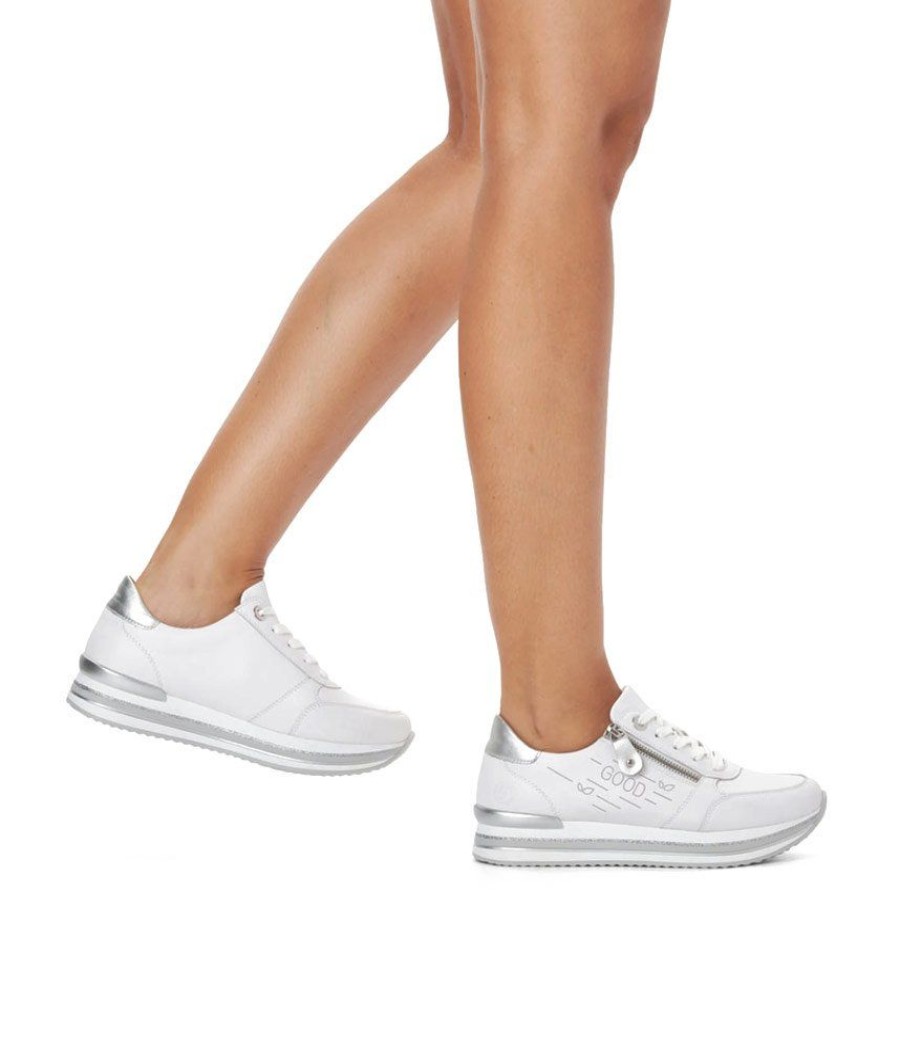 Remonte Remonte White/Silver Leather Platform Sneakers Wholesale