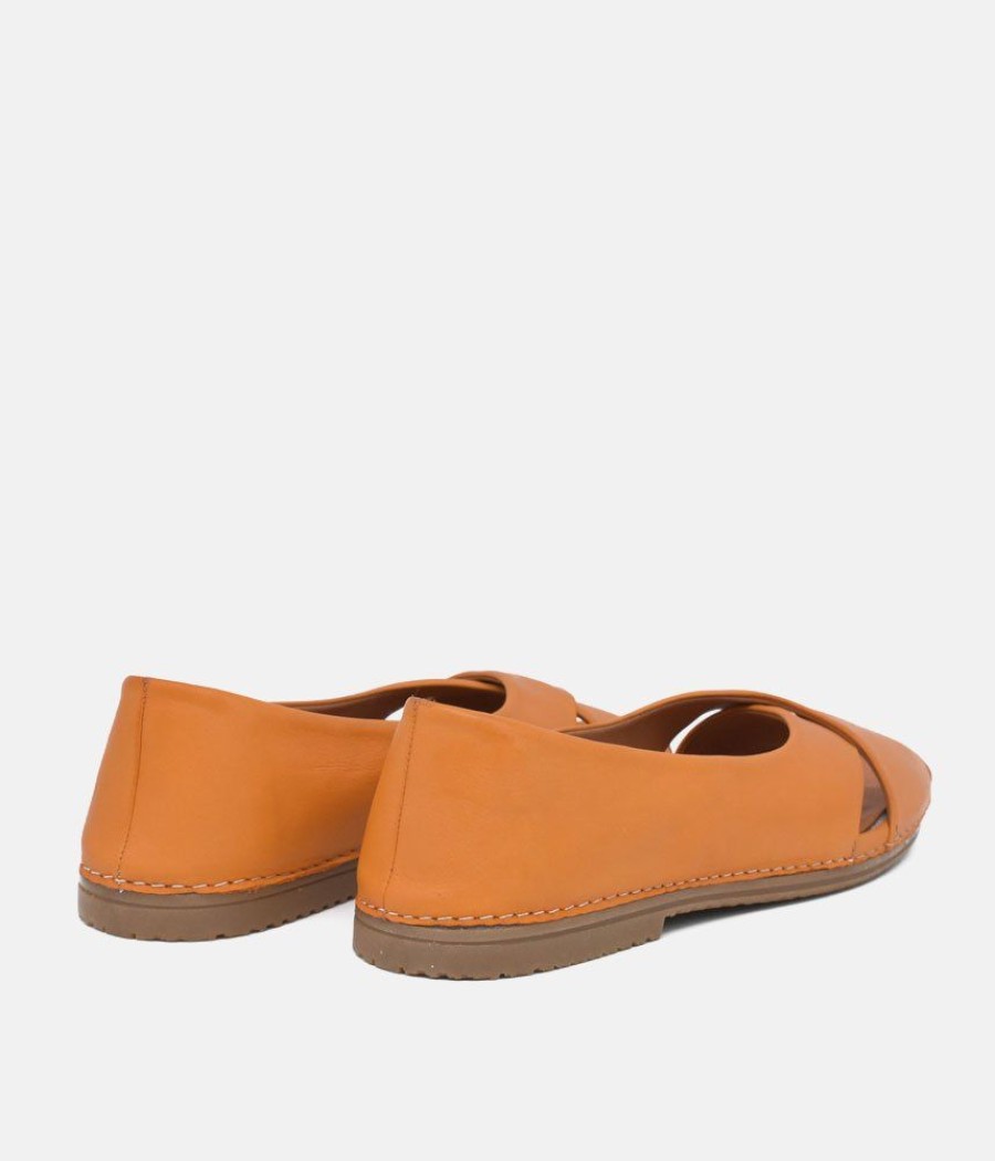 Palmiya Cute Orange Leather Slip On Shoe Clearance