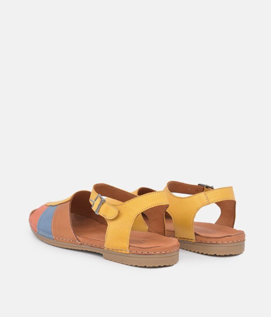 Palmiya Pretty Yellow Combi Leather Sandals Wholesale