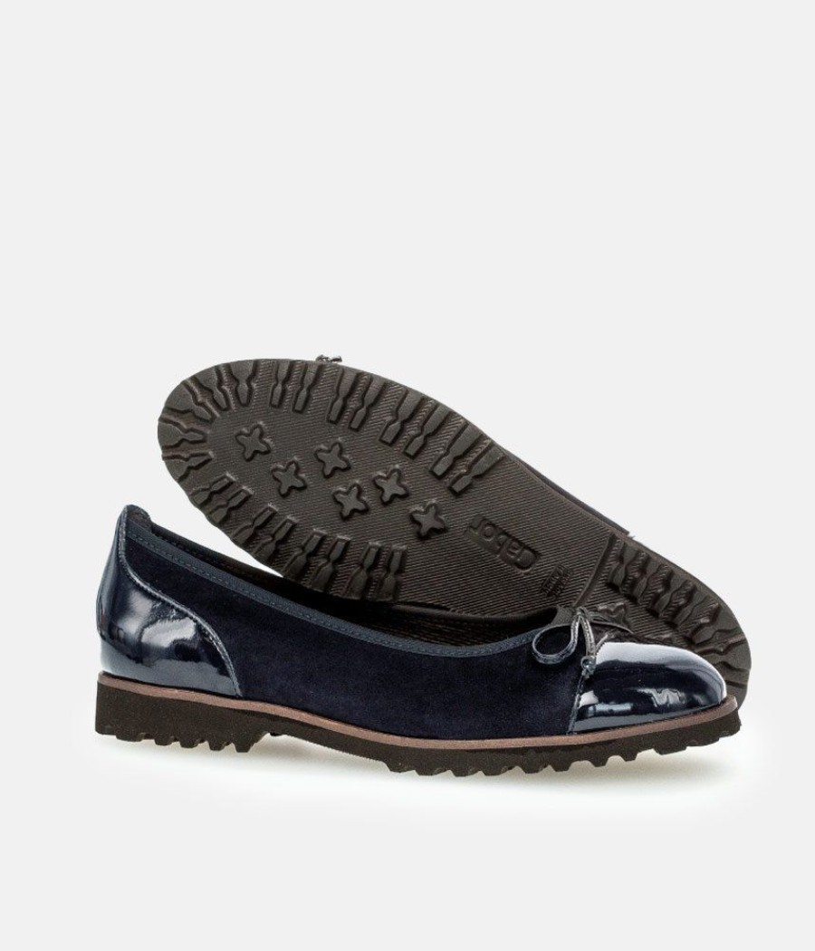 Gabor Gabor Stylish Navy Patent/Suede Ballerinas Hot