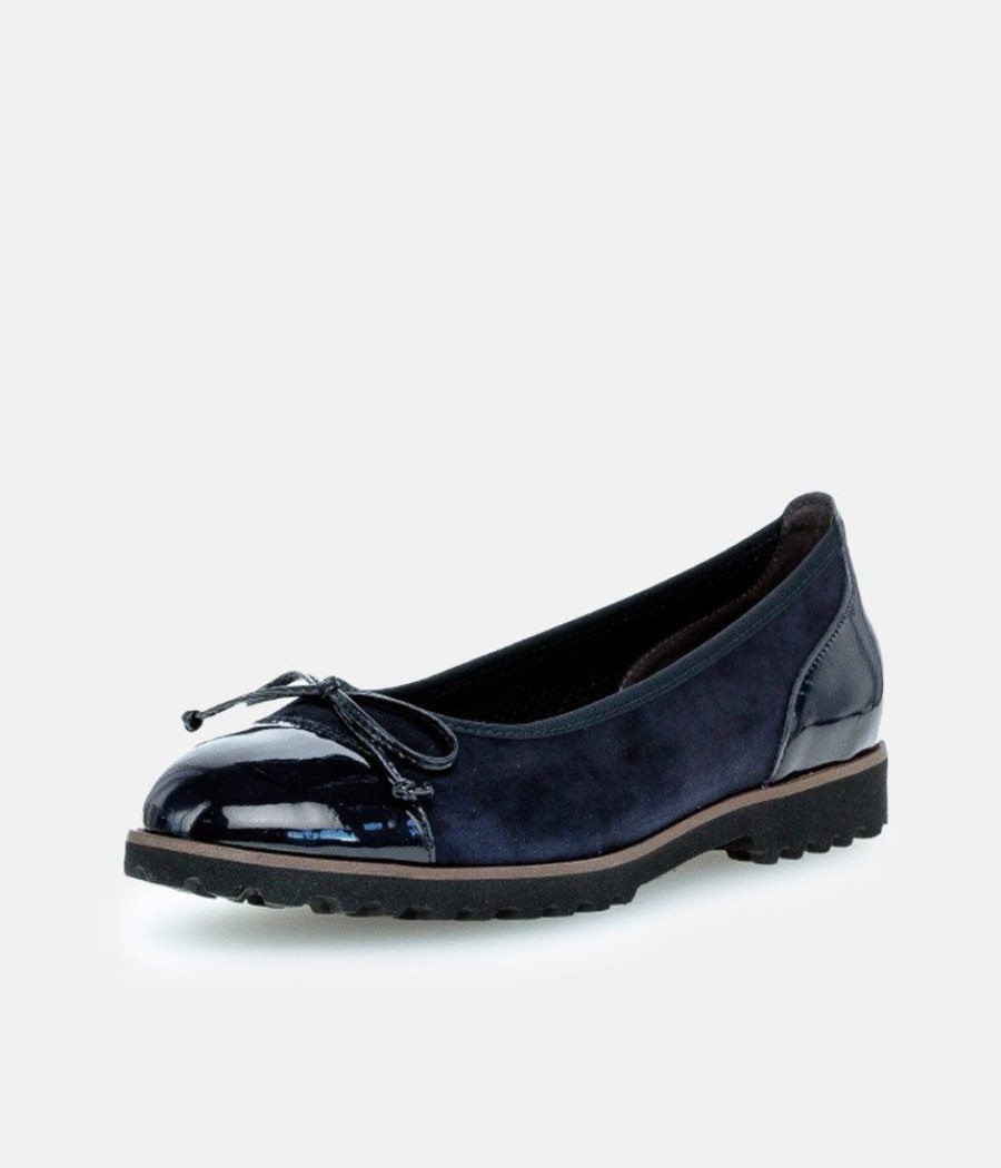 Gabor Gabor Stylish Navy Patent/Suede Ballerinas Hot