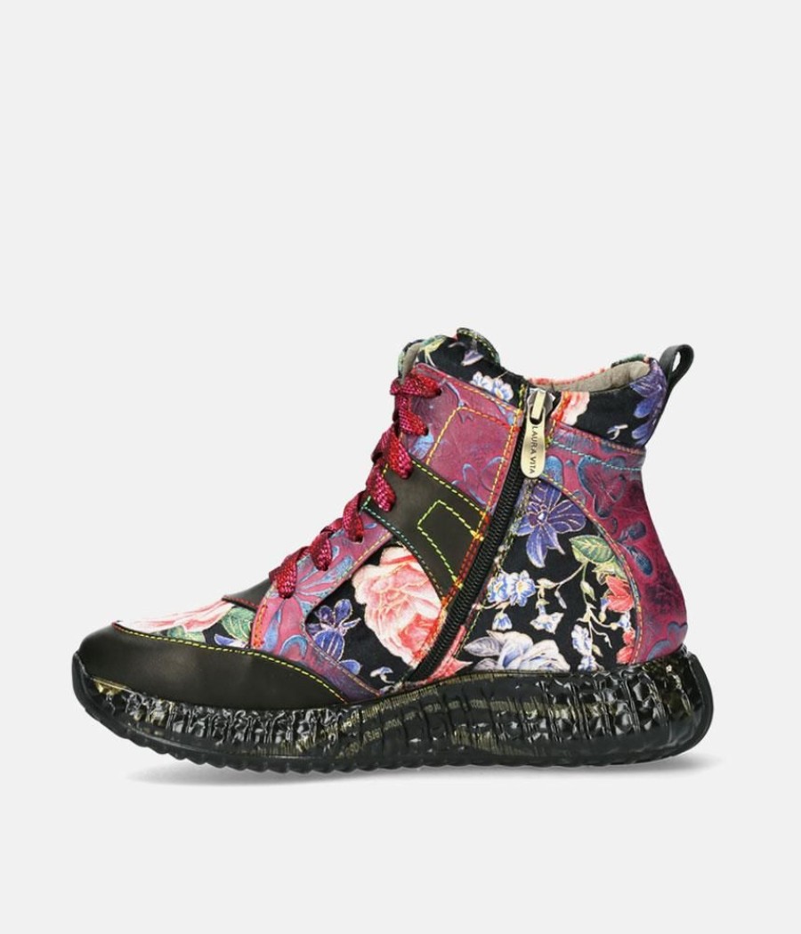 Laura Vita Laura Vita Pretty Black Multi Colour Hi Top Fashion Trainer Wholesale