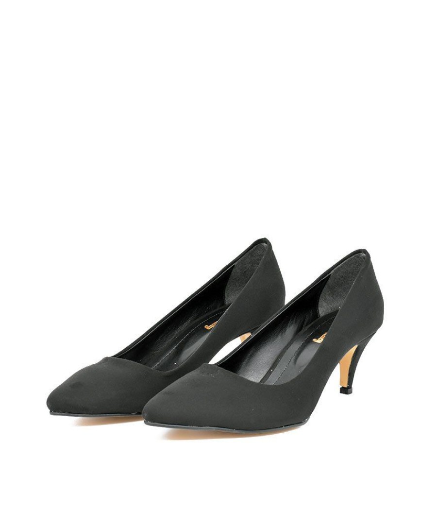 Belle & Lucy Belle & Lucy Stylish Black Suede Midi Heels Hot