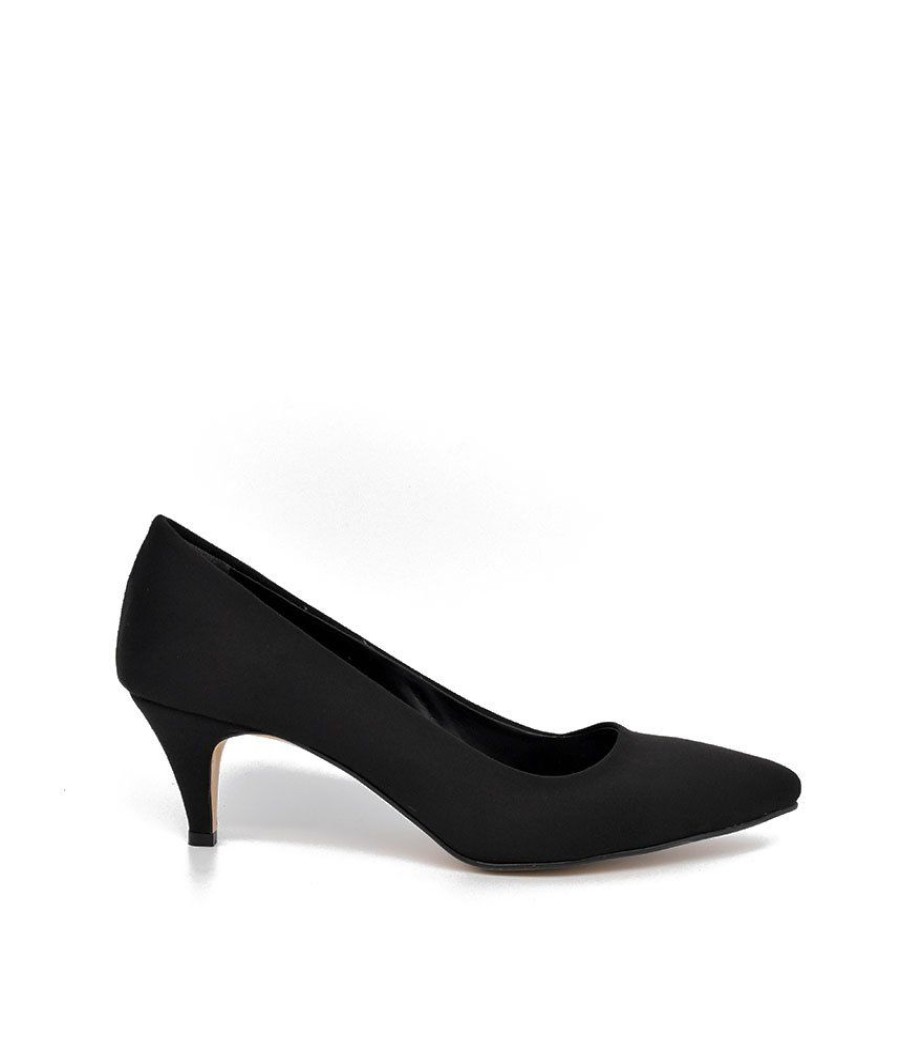 Belle & Lucy Belle & Lucy Stylish Black Suede Midi Heels Hot