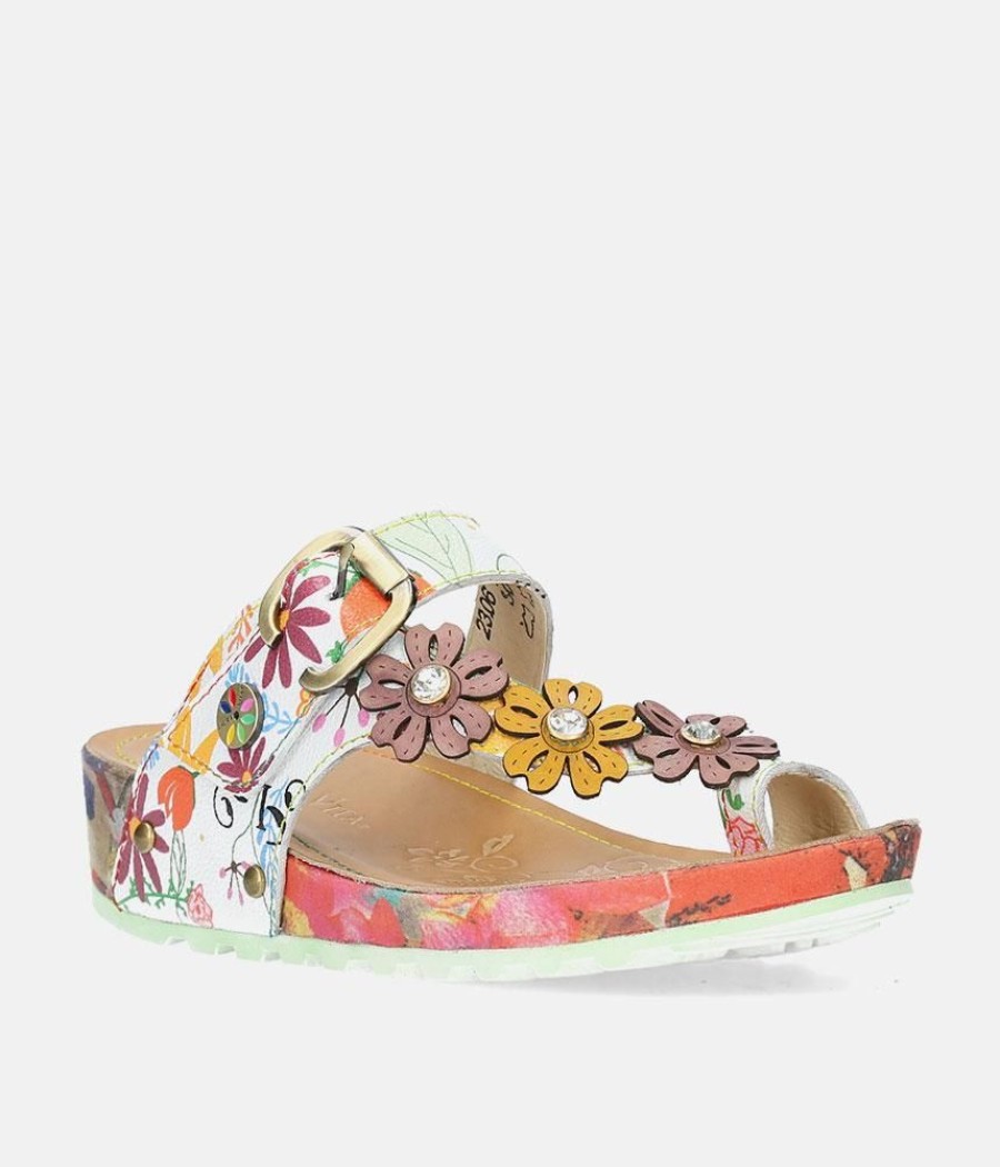 Laura Vita Laura Vita Floral Toe Post Sandals Clearance