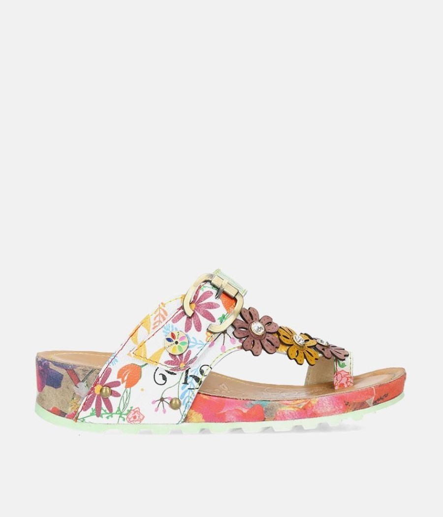 Laura Vita Laura Vita Floral Toe Post Sandals Clearance