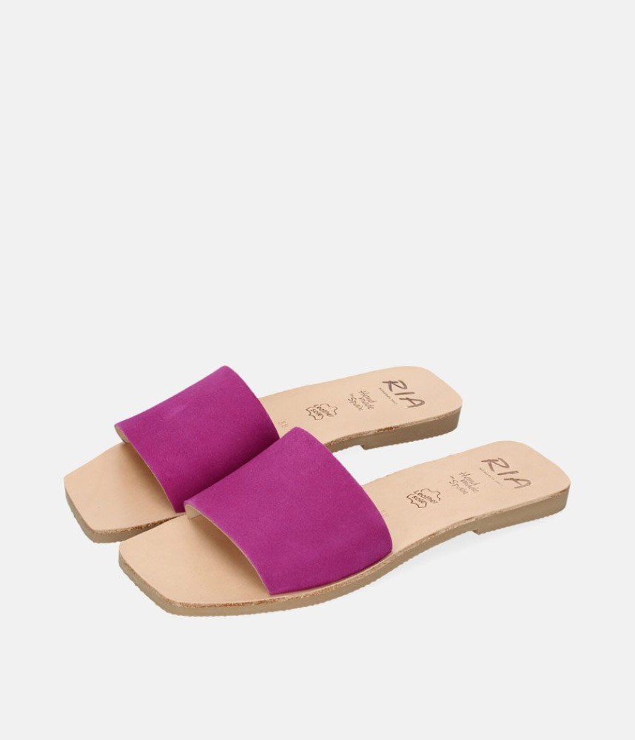 Ria Ria Simple Hot Pink Suede Slides Clearance