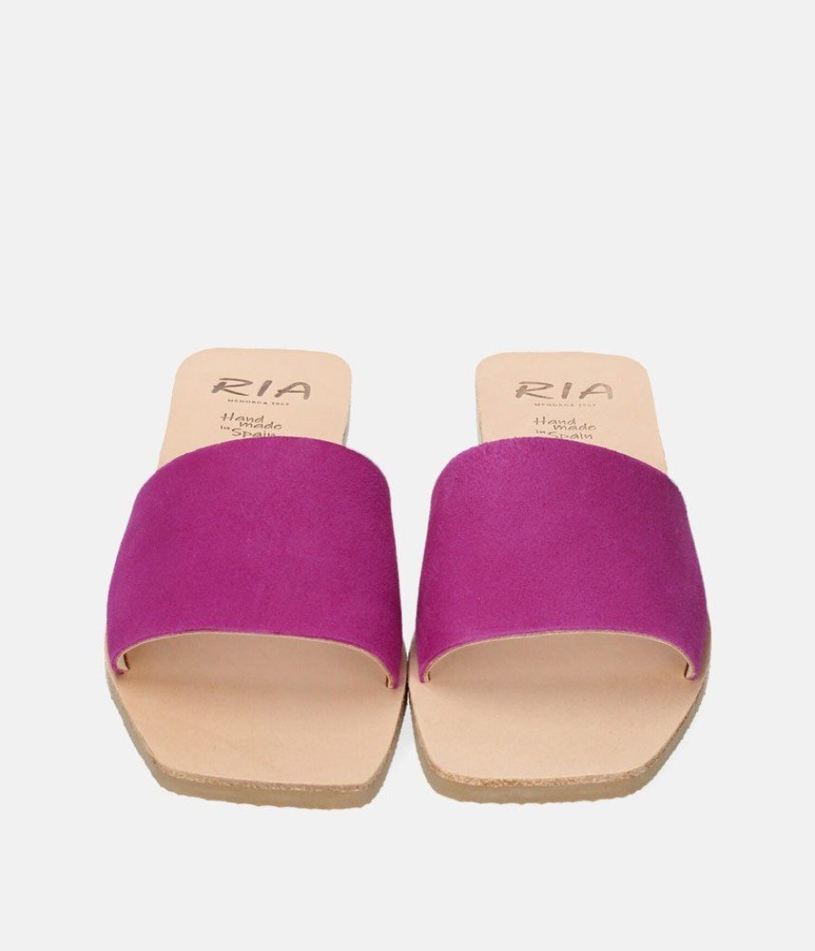 Ria Ria Simple Hot Pink Suede Slides Clearance