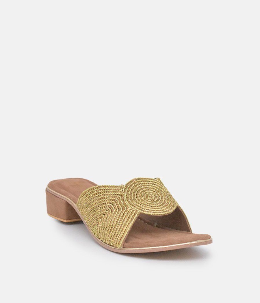 Bottega Bottega Gold Crystal Embellished Slip On Sandal Hot