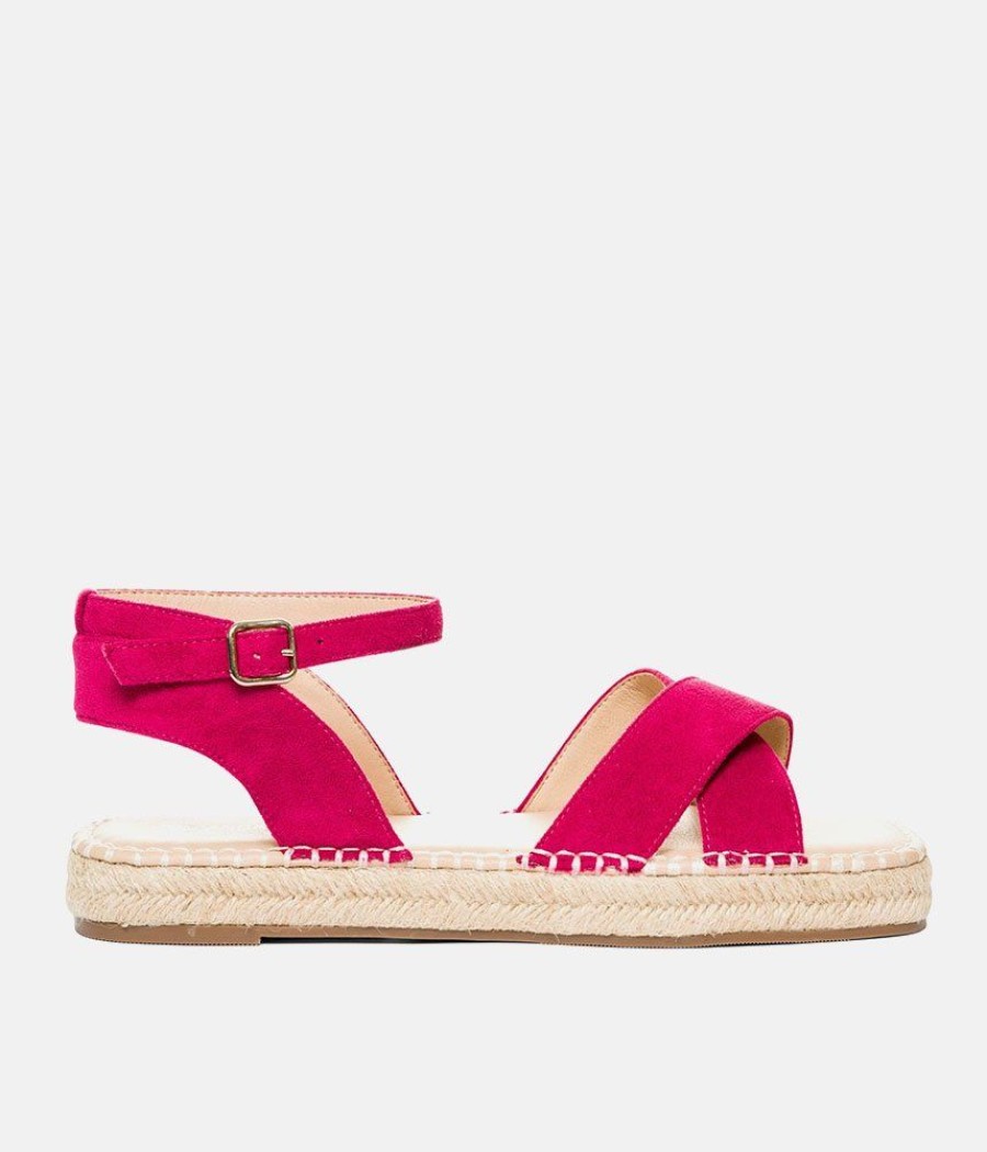 Andres Machado Stylish Hot Pink Suedette Espadrilles Clearance