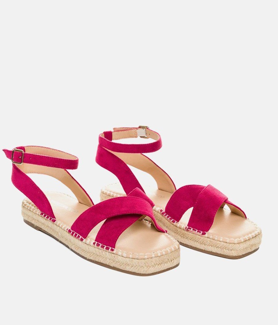 Andres Machado Stylish Hot Pink Suedette Espadrilles Clearance