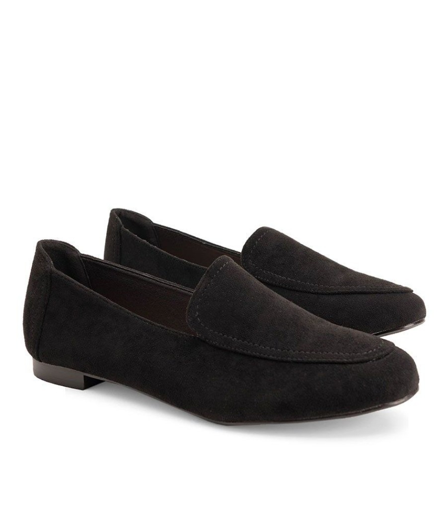 Andres Machado Simple Black Suedette Slip On Shoes Online