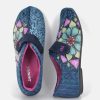 Berevere Pretty Navy Floral Slippers With Velcro Strap Online