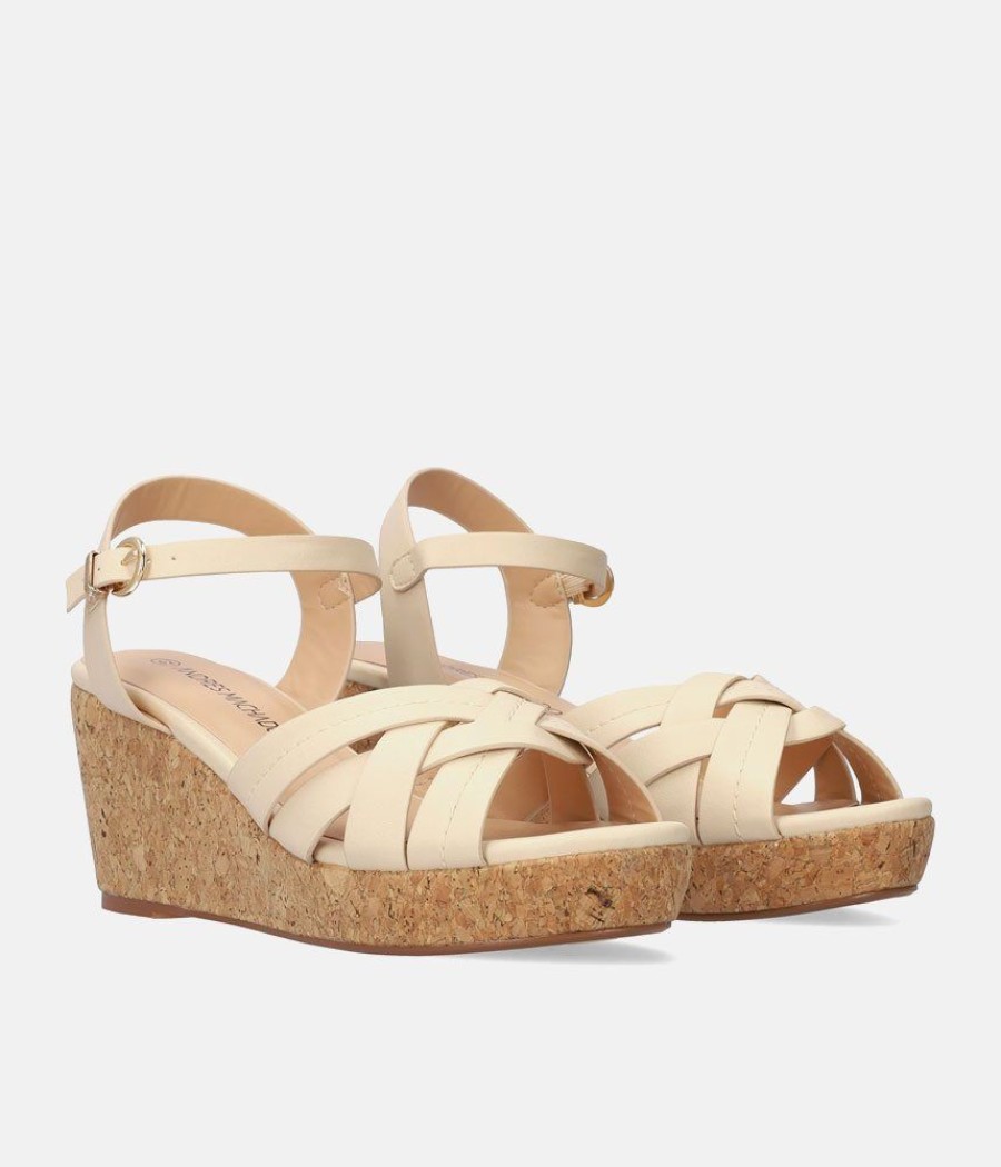 Andres Machado Stylish Beige Wedge Sandals New