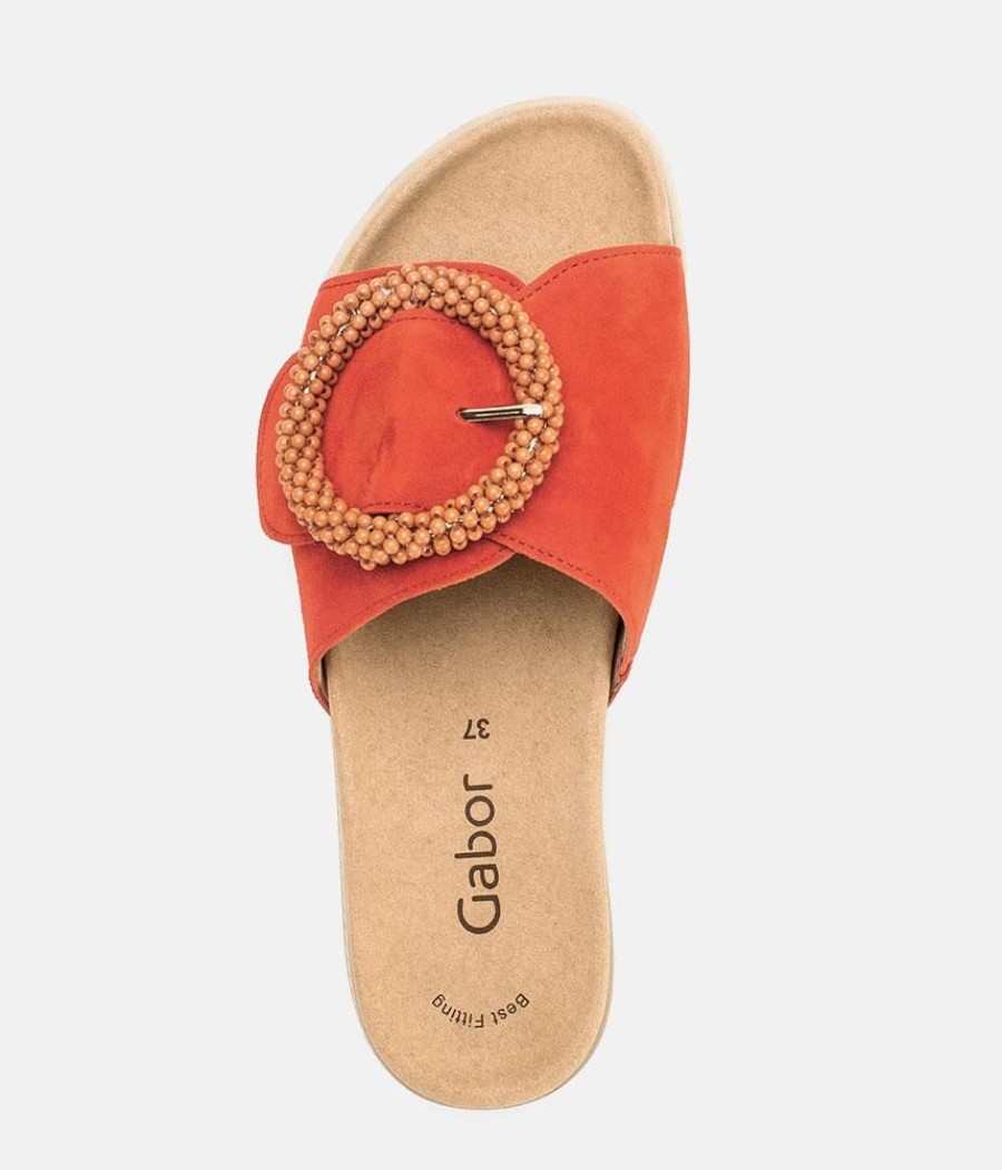 Gabor Gabor Stylish Pumpkin Orange Suede Mule Sandals New