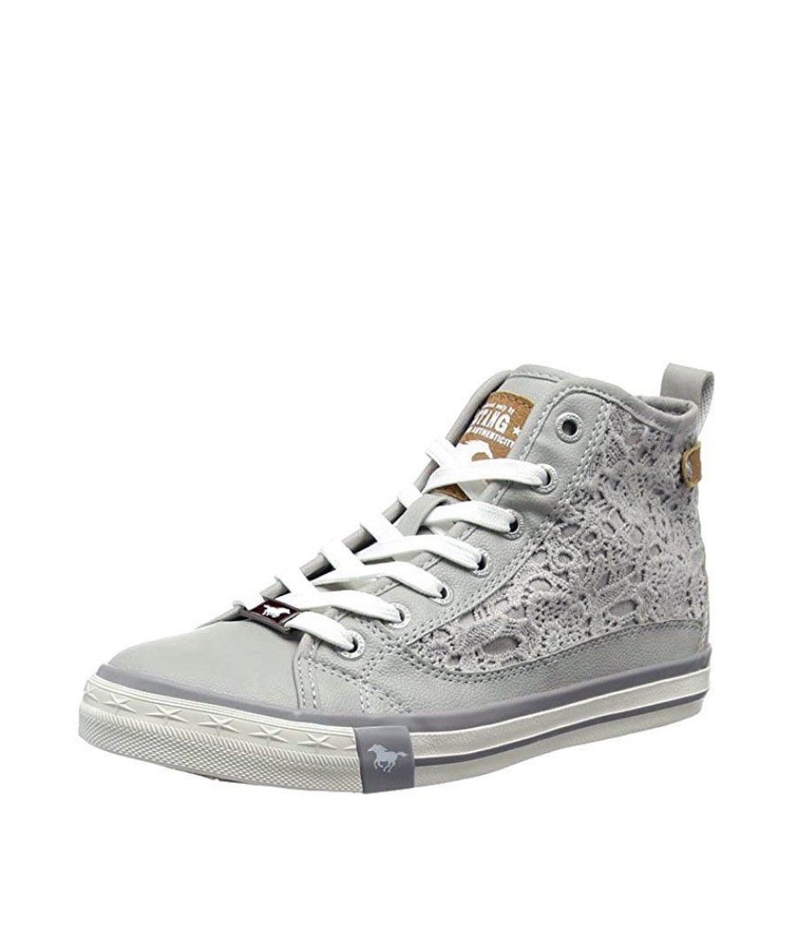 Mustang Mustang Pretty Grey Lace High Top Trainers Wholesale