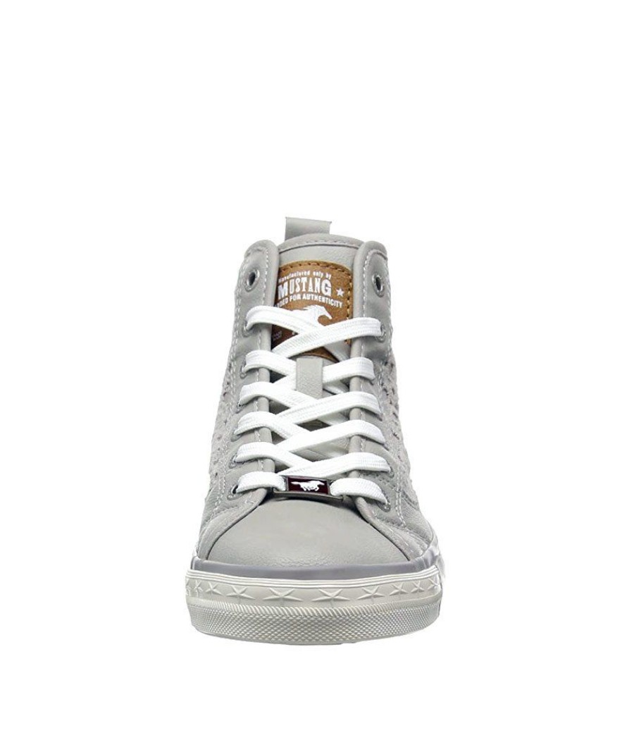 Mustang Mustang Pretty Grey Lace High Top Trainers Wholesale