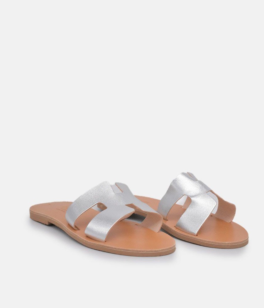 Glaritis Glaritis Stylish Metallic Silver Sandals Online