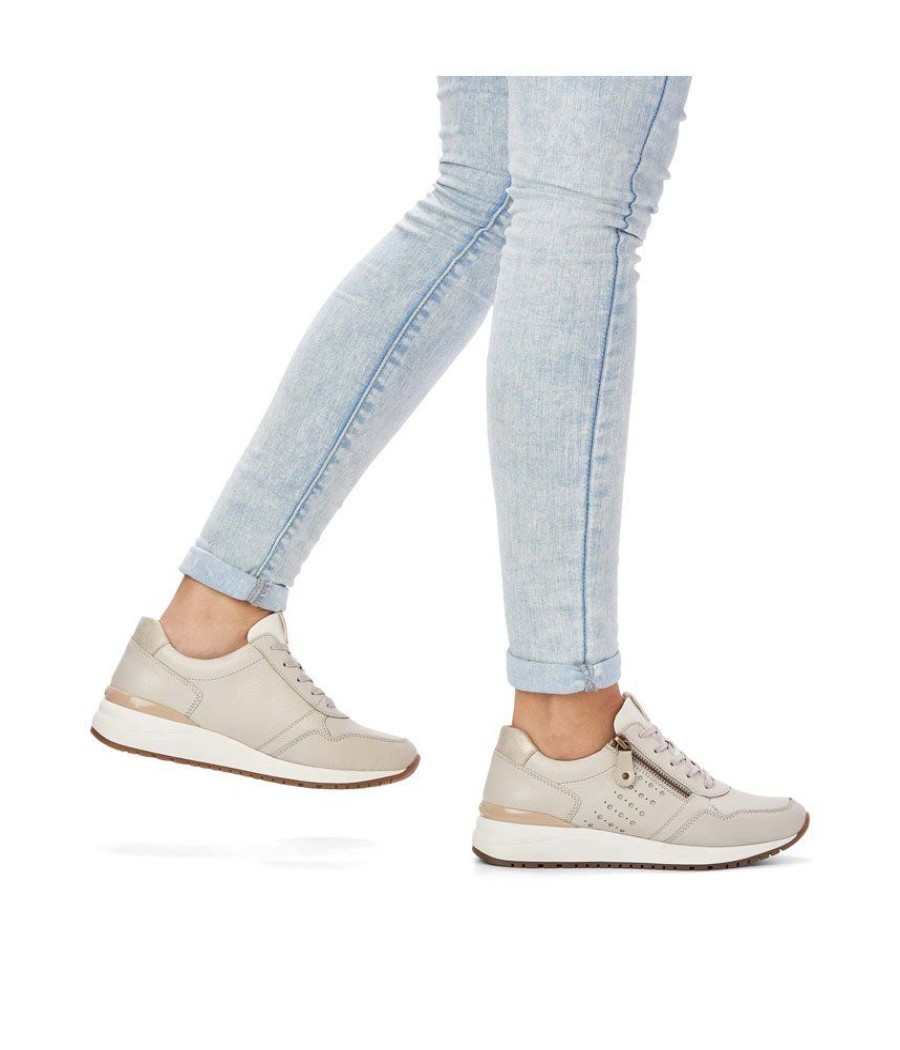 Remonte Remonte Fashionable Cream Leather Sneakers Best