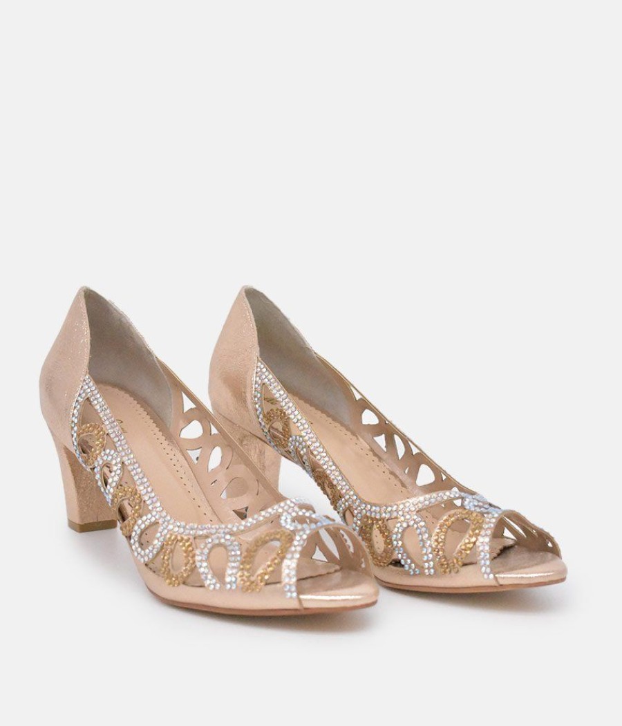 Belle & Lucy Belle & Lucy Gorgeous Gold Embellished Heels Wholesale