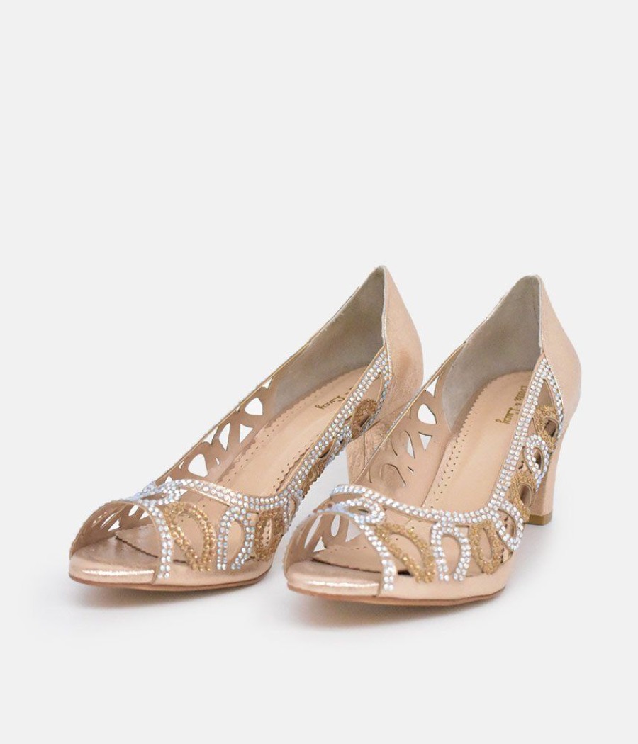 Belle & Lucy Belle & Lucy Gorgeous Gold Embellished Heels Wholesale