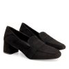 Andres Machado Simple Stylish Black Suedette Heeled Loafer Online