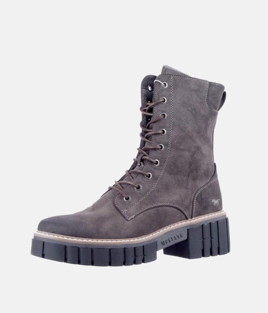 Mustang Mustang Dark Grey Platform Ankle Boots Clearance