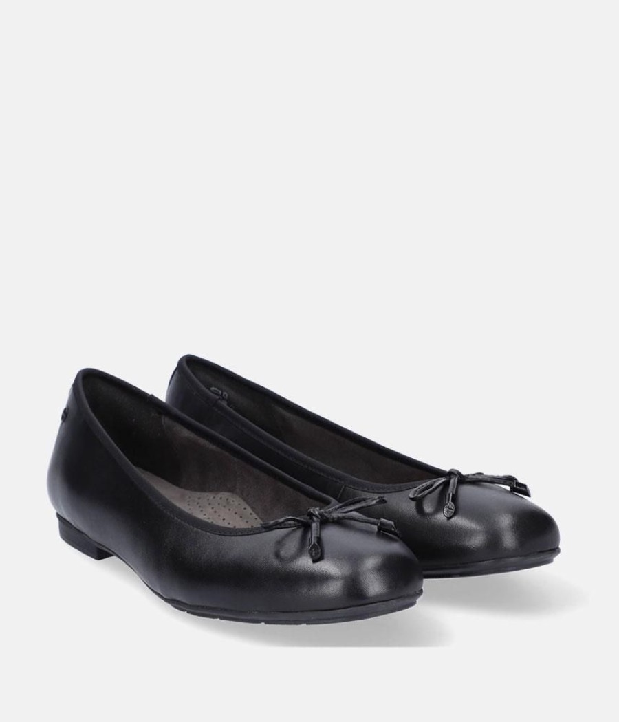 Tamaris Tamaris Versatile Black Leather Ballet Flats Clearance