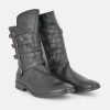 Cinderella Shoes Cinderella Shoes Black Leather Buckle Midi Boots Online