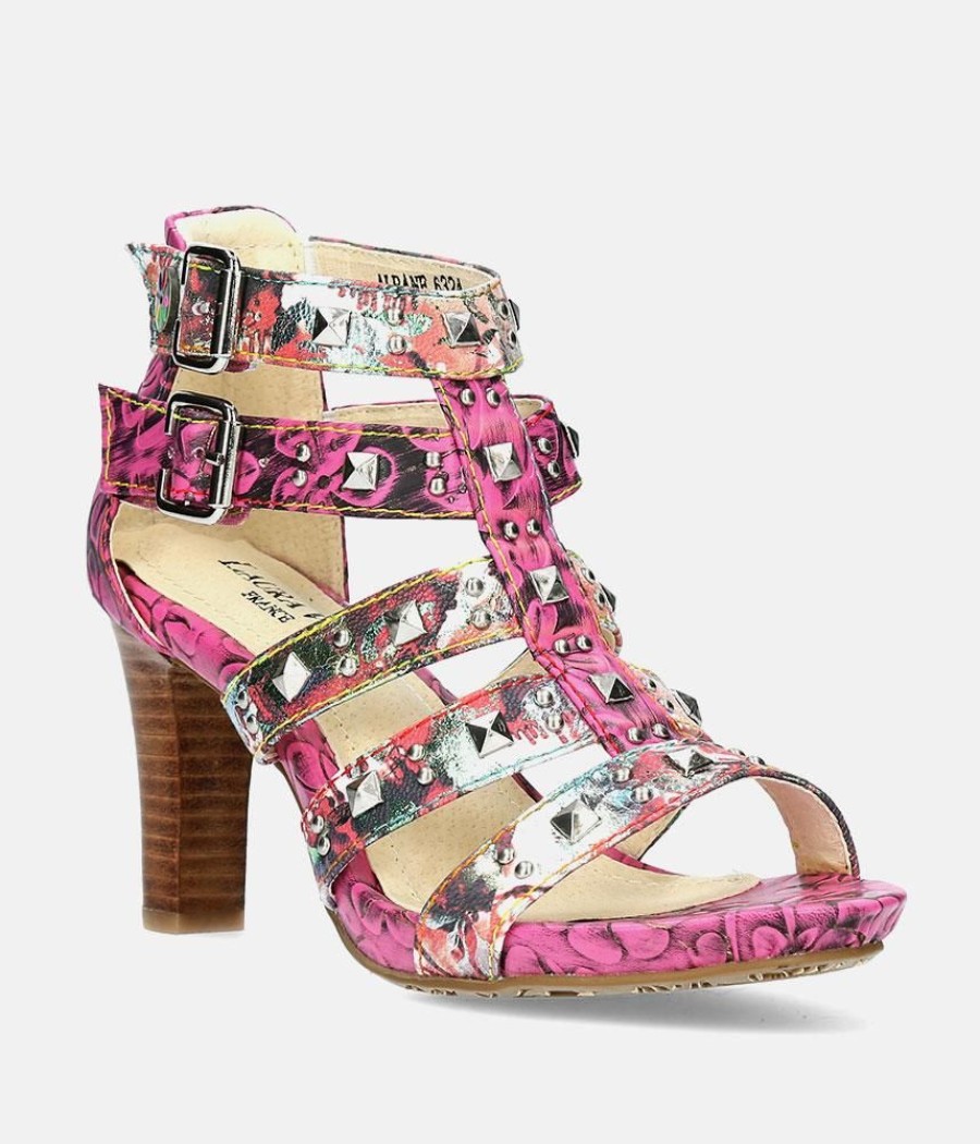 Laura Vita Laura Vita Fabulous Pink Block Heel Sandals Hot